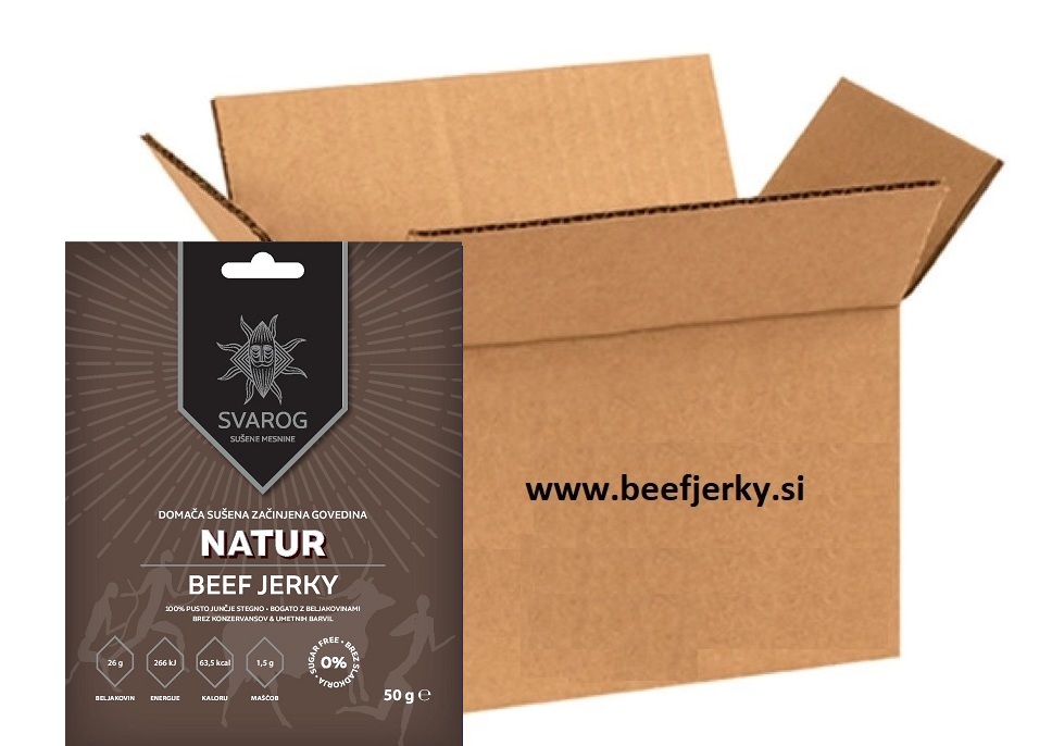 Beef jerky NATUR 15x50g-beefjerky.si
